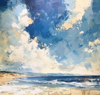 Blue Seaside Decorative Painting